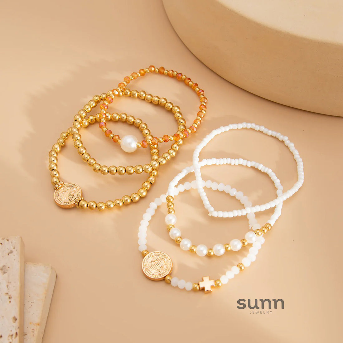 Porter Stacked Coin Bracelets