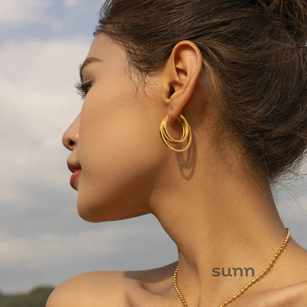 Posey Sleek Double-Layer Hoops
