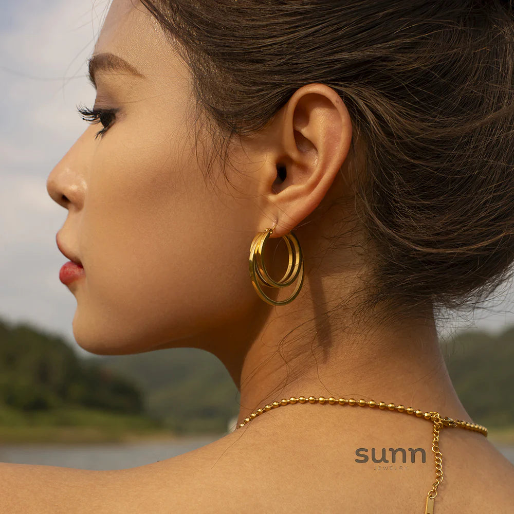 Posey Sleek Double-Layer Hoops