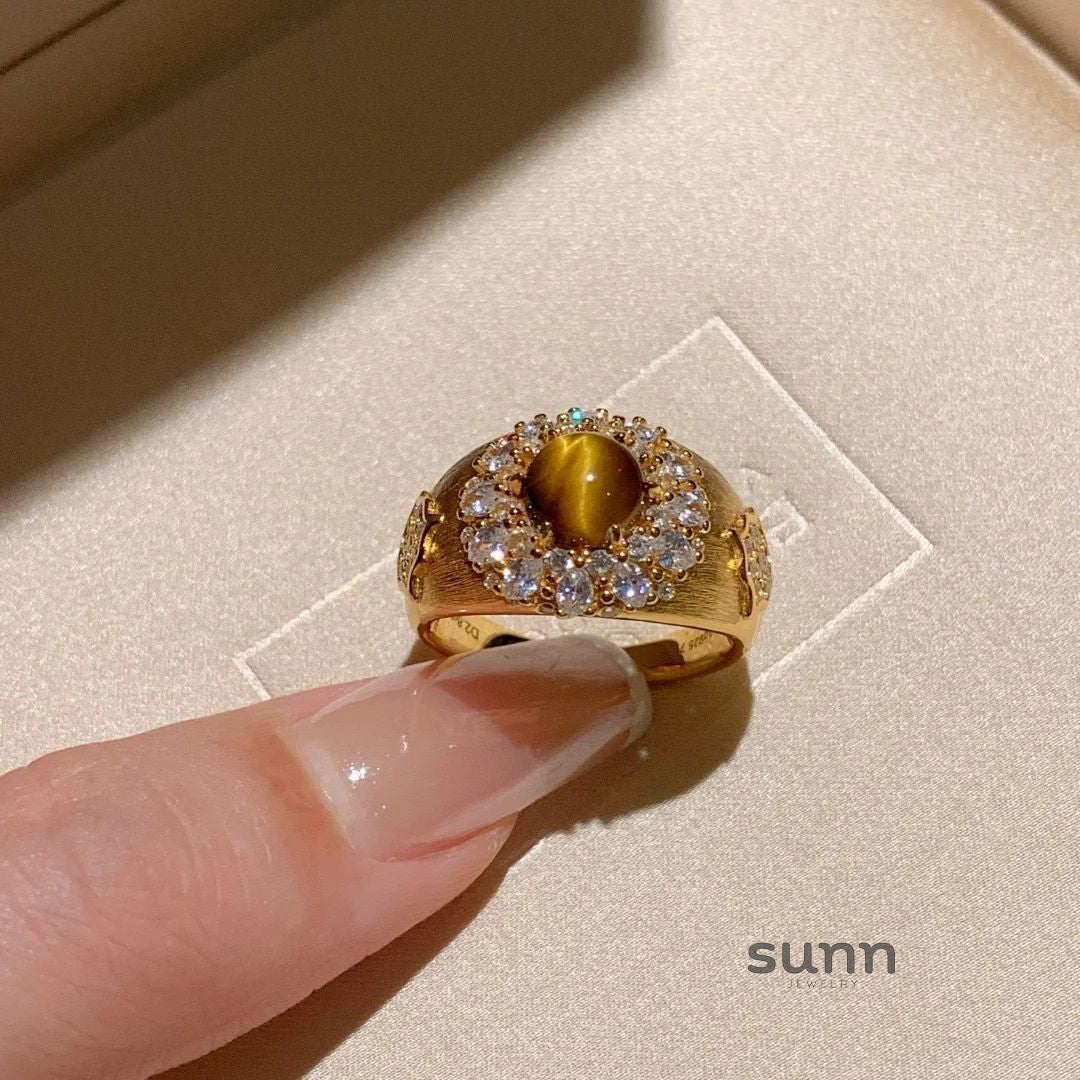 Quetzalli Maillard Tiger Eye Ring [SZOW6R33]