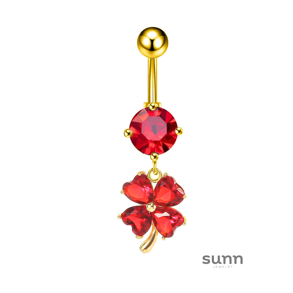 Quinn Zircon Clover Belly Ring [MA3QC7OI]