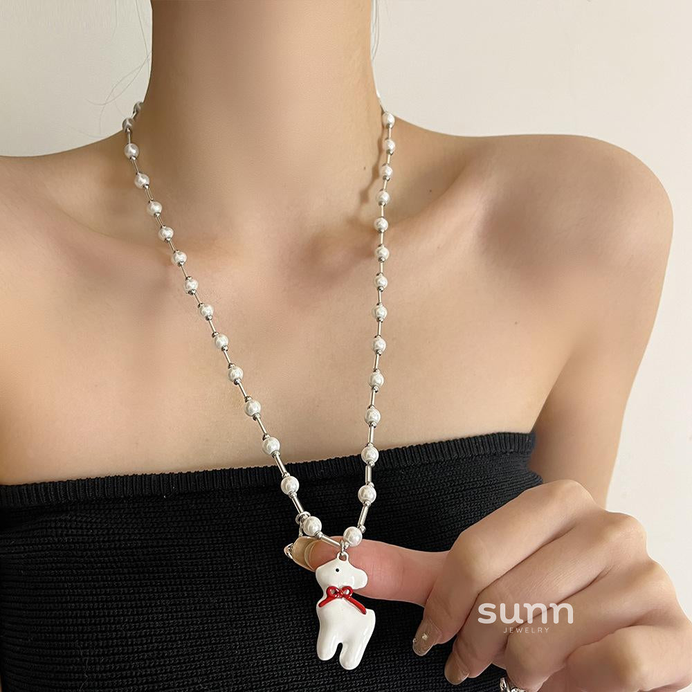 Raghad Deer Pearl Necklace [ZREK0C53]