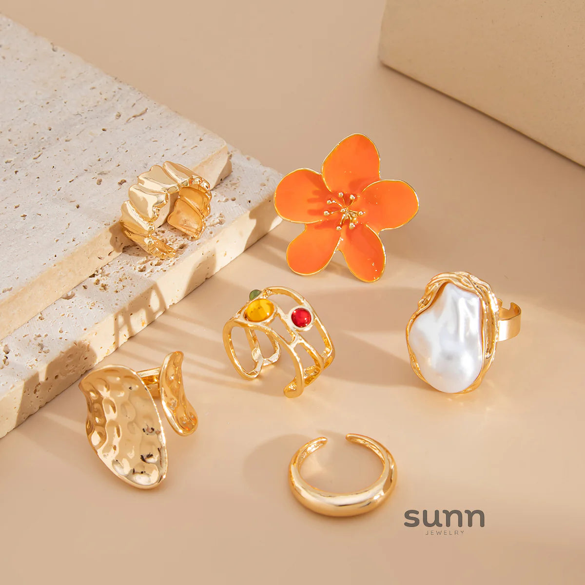 Rahma Baroque Pearl Ring Set
