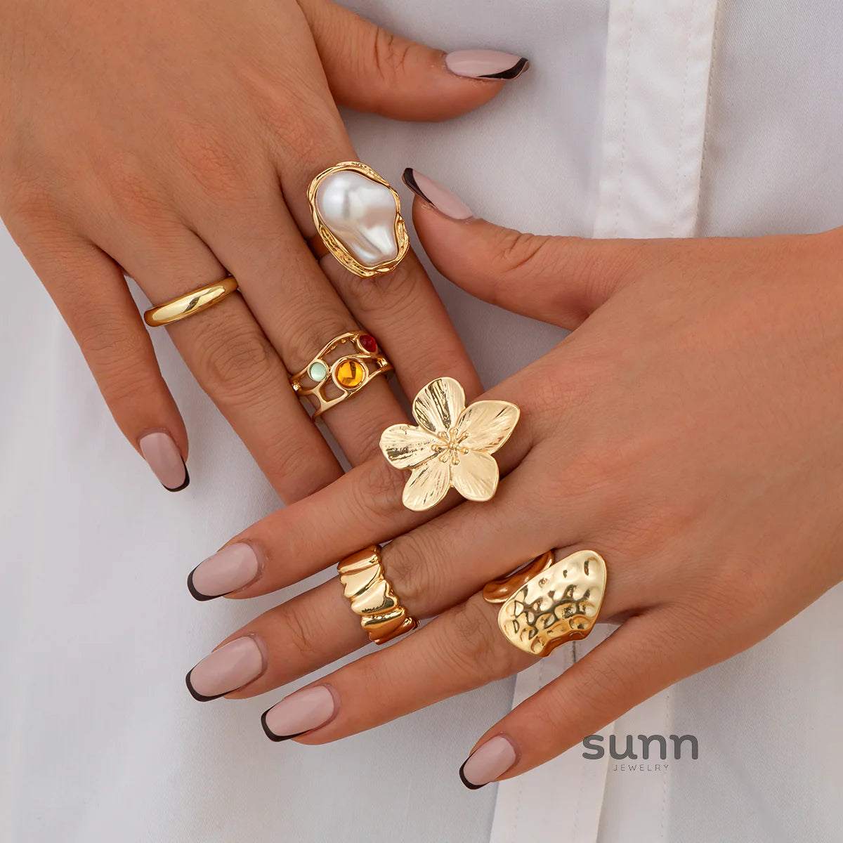 Rahma Baroque Pearl Ring Set