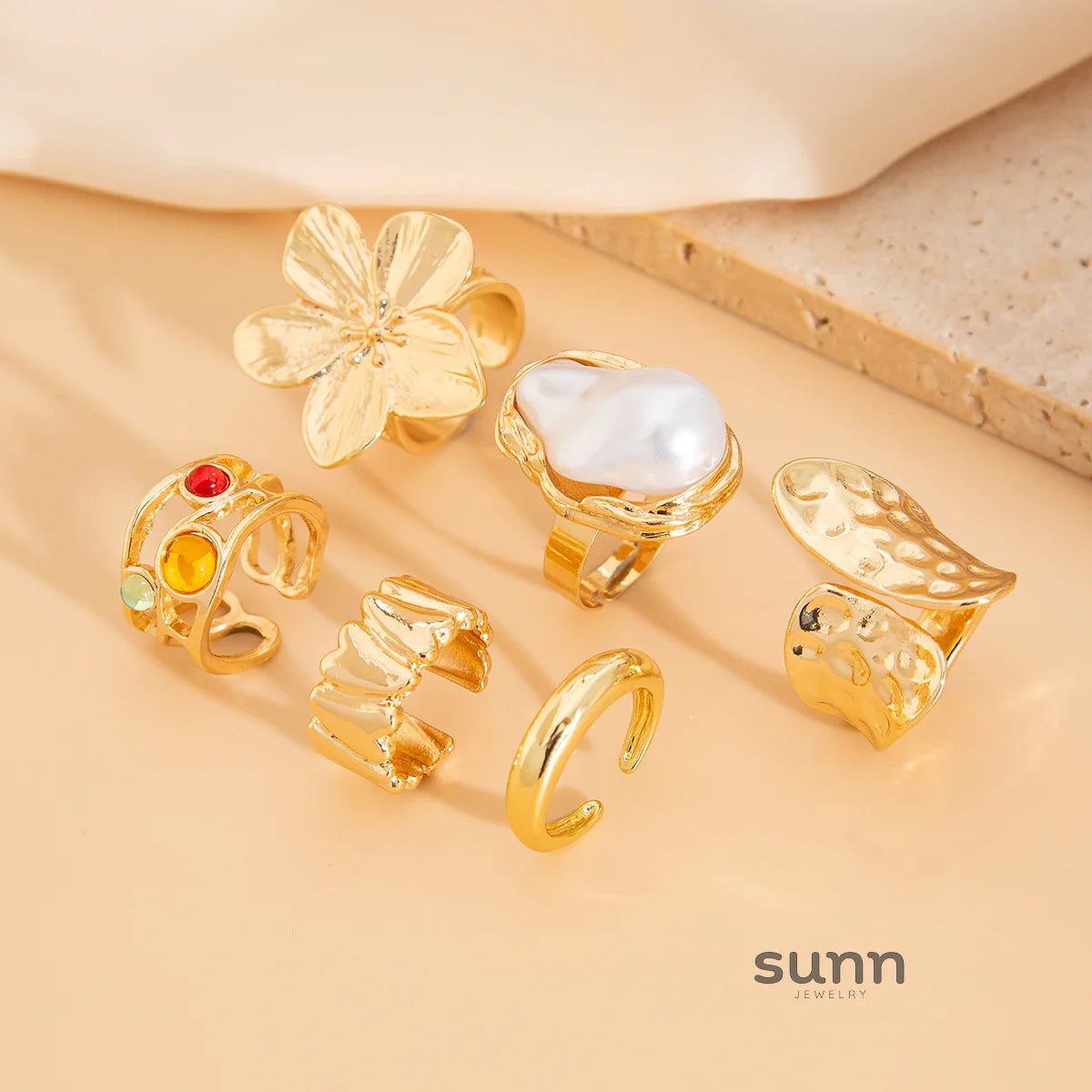 Rahma Baroque Pearl Ring Set