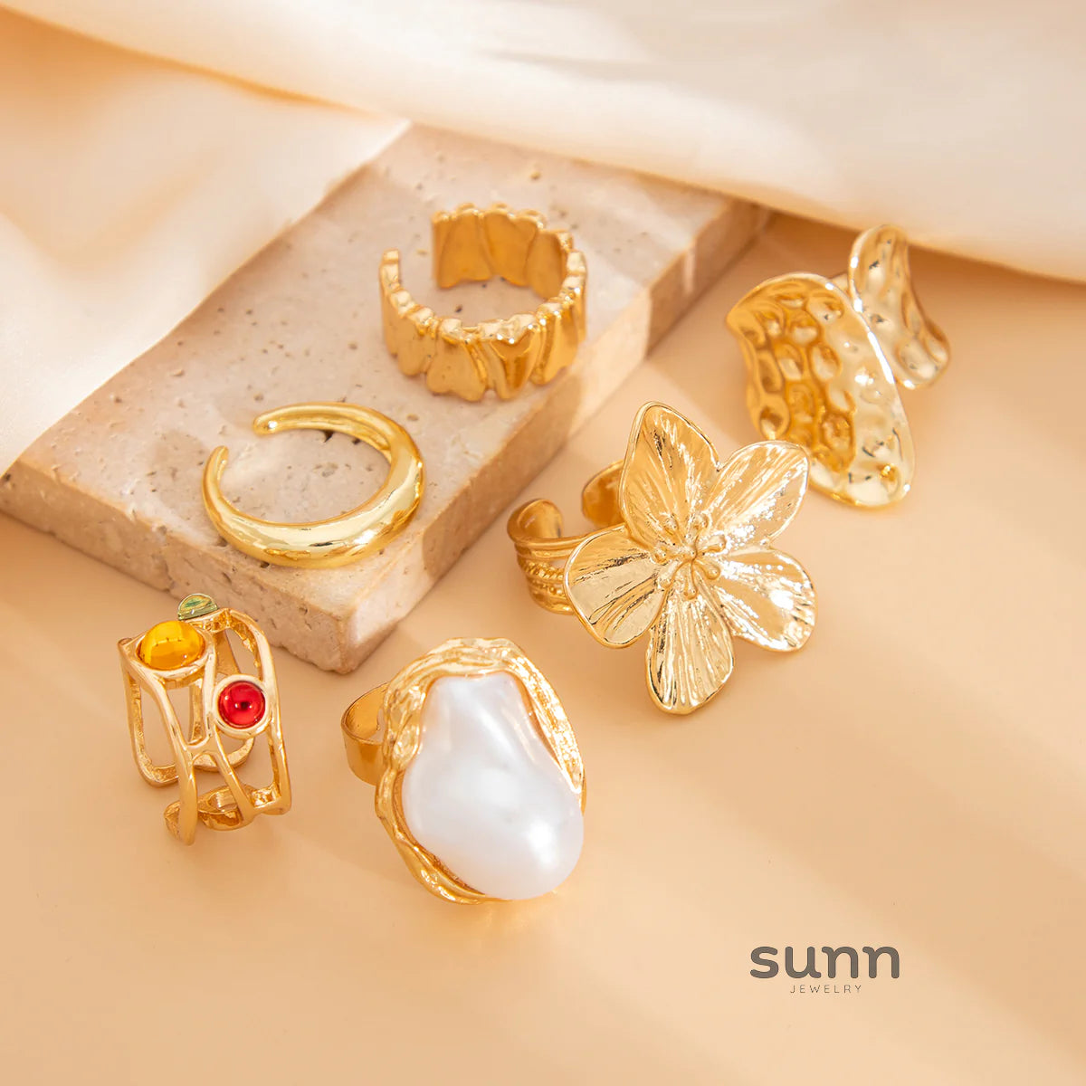Rahma Baroque Pearl Ring Set