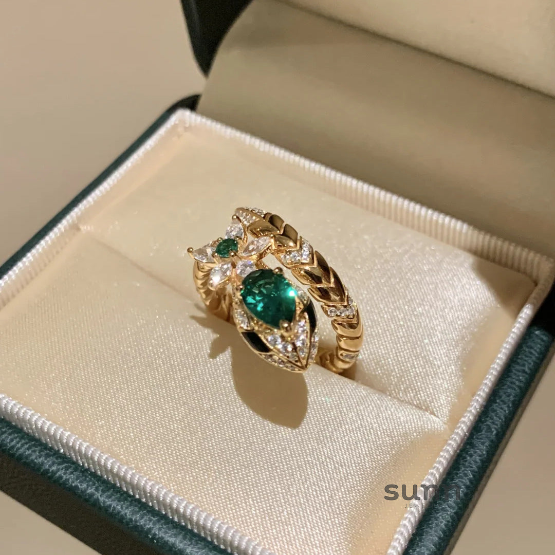 Raizy Emerald Serpent Ring [PHBM95GF]