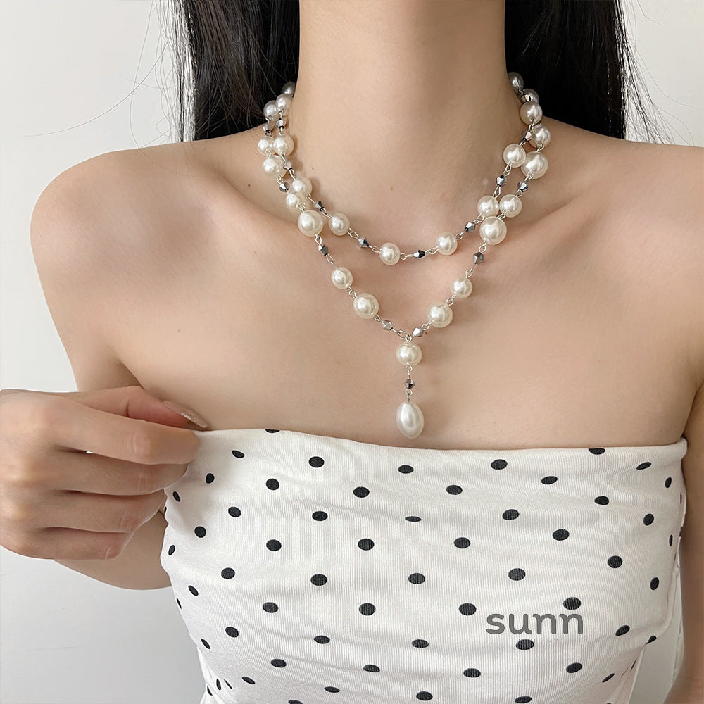 Rana Layered Pearl Drop Necklace [P4BWXYRY]