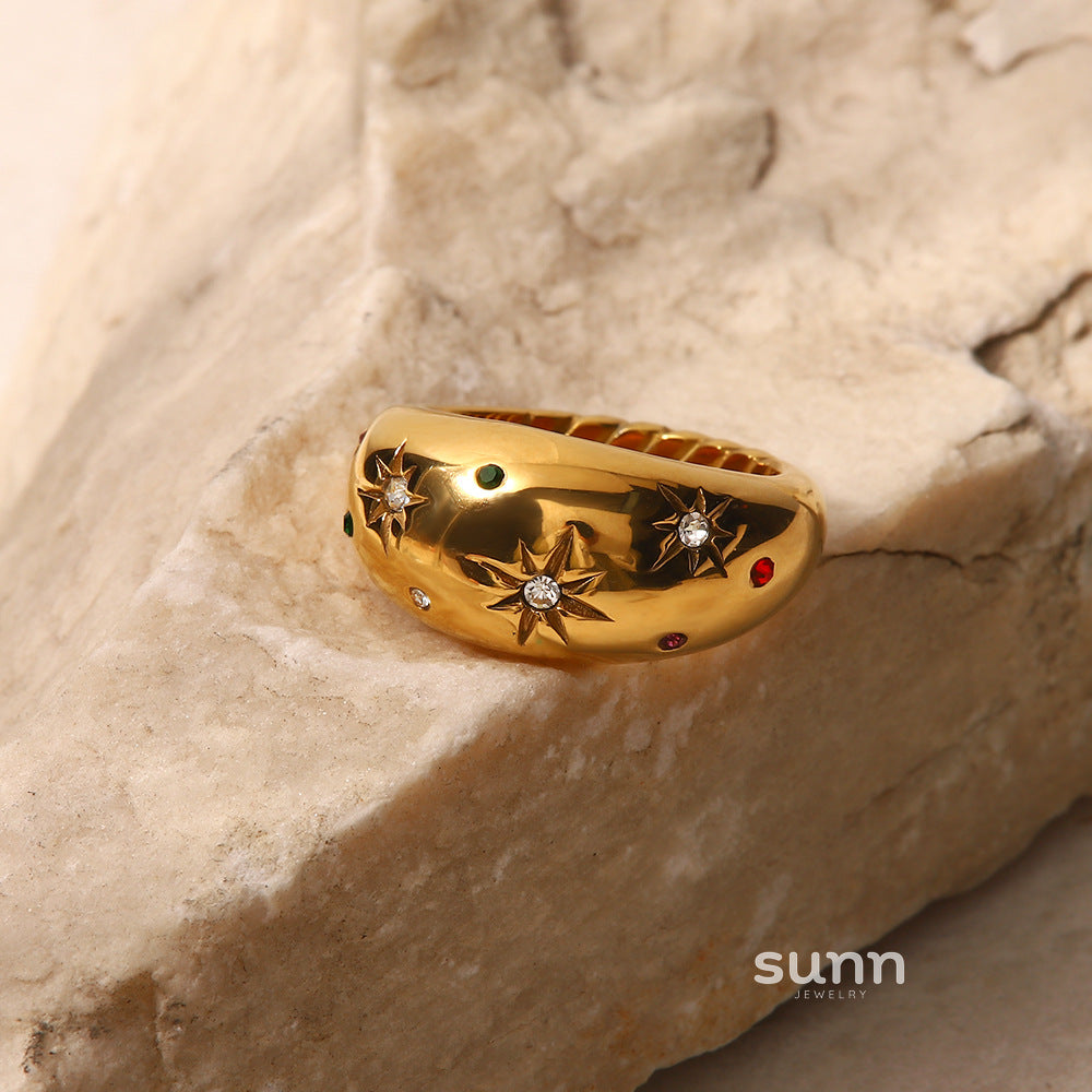 Raneem Six-Pointed Star Zircon Ring [S8C5M89W]