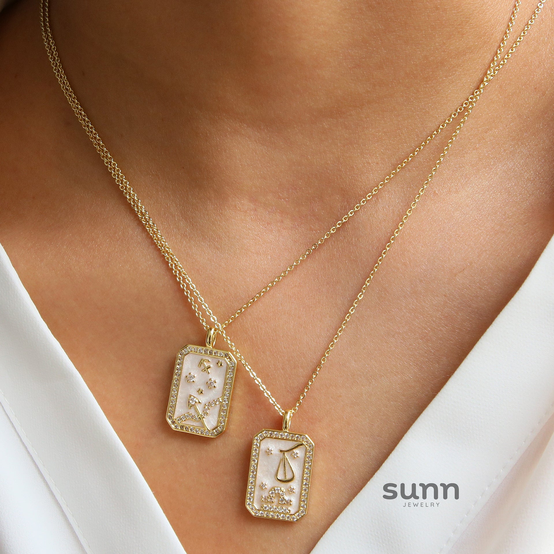 Ravenna Zodiac Square Necklace [GA90LY82]