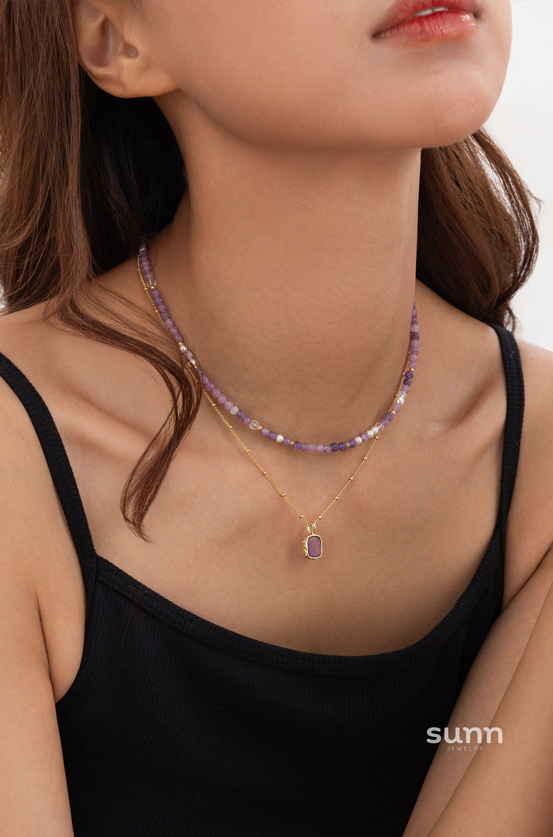 Raya Amethyst Layered Necklace [W5GBYNU0]