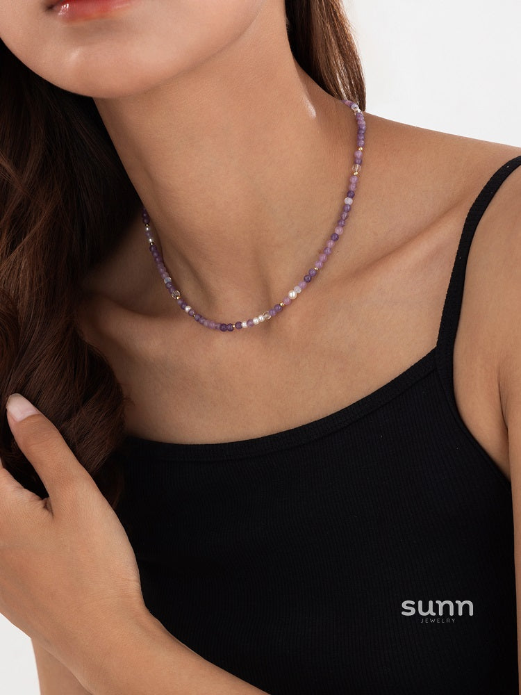 Raya Amethyst Layered Necklace [NJEWV8MO]