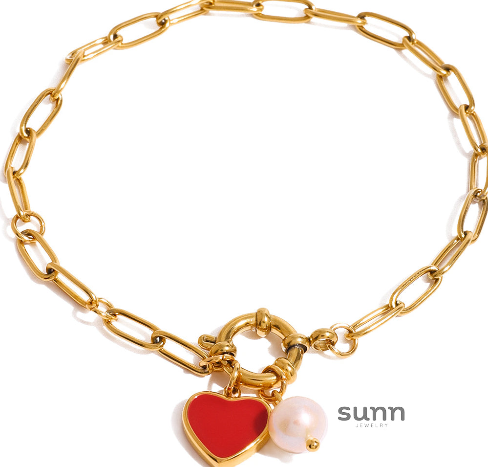 Rayan Pearl Heart Bracelet [T4US6BI4]