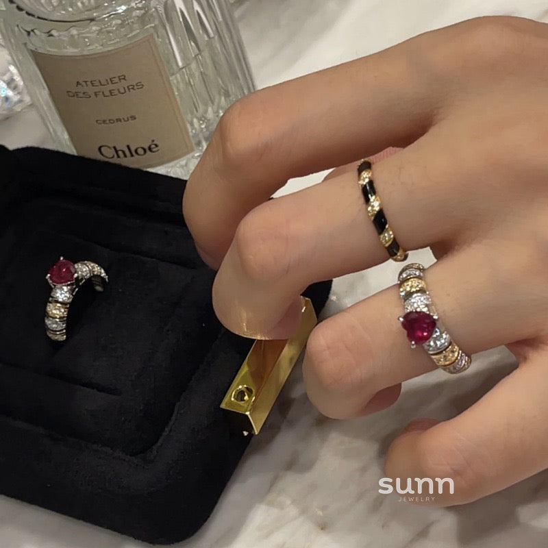 Raygen Zircon Heart Open Ring [XO30SR6J]