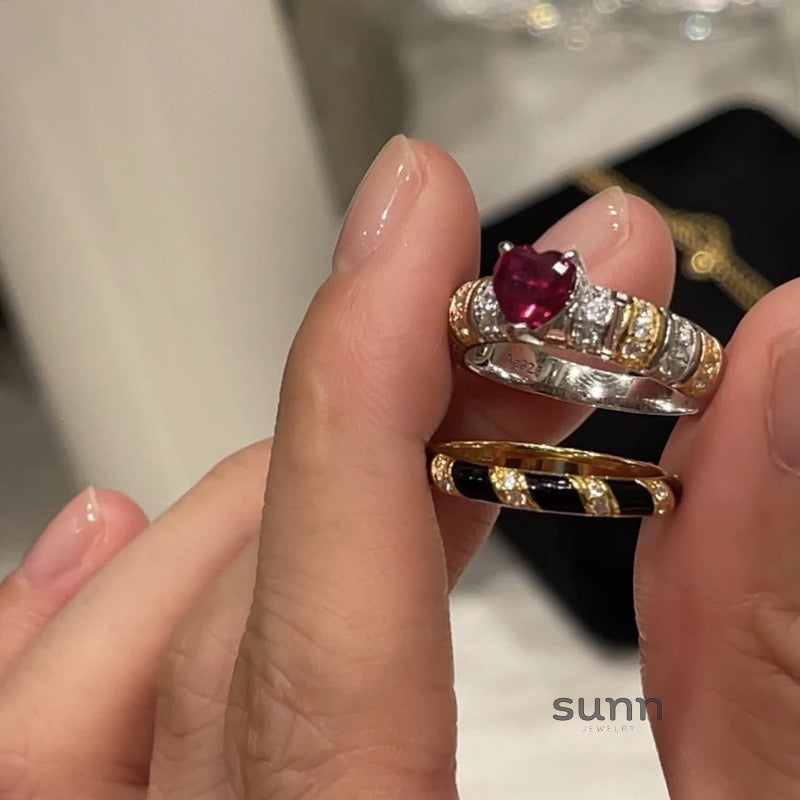 Raygen Zircon Heart Open Ring [VNF5WZB0]