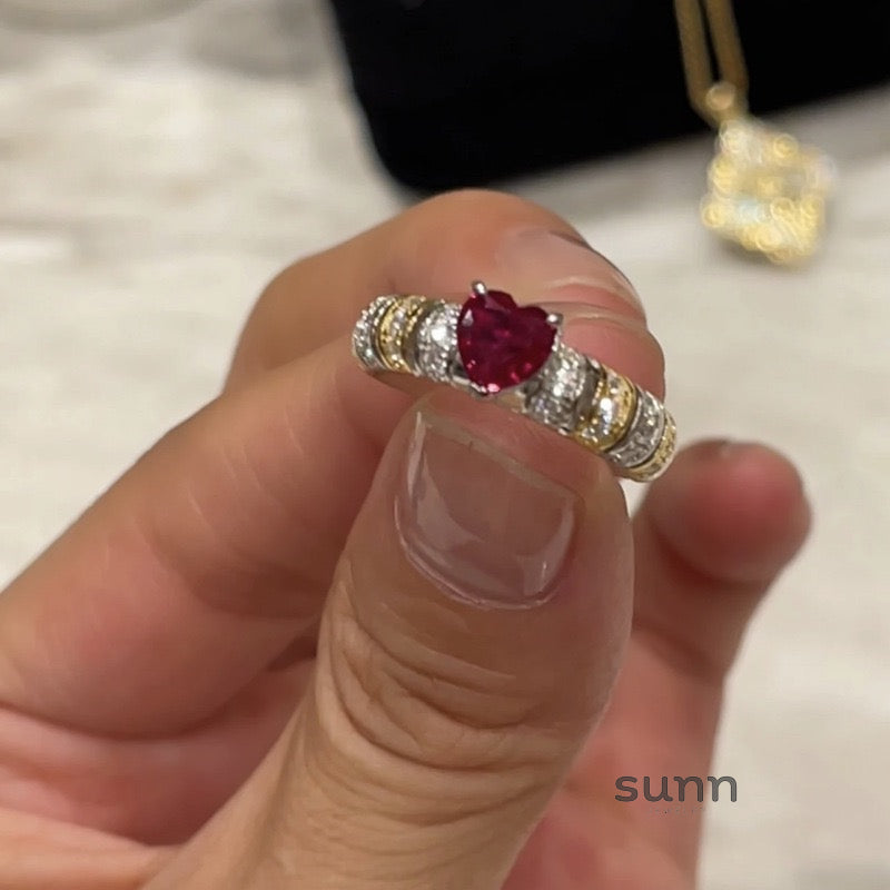 Raygen Zircon Heart Open Ring [J5T84T6Q]