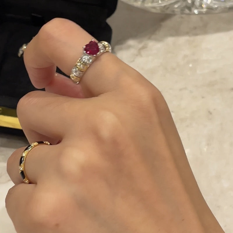 Raygen Zircon Heart Open Ring [VNF5WZB0]