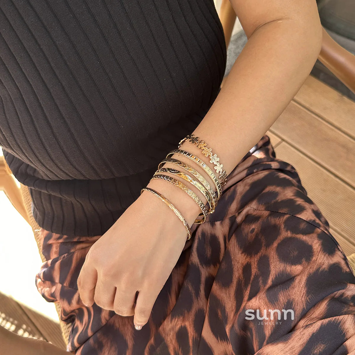Raylee Layered Floral Heart Bracelets Set