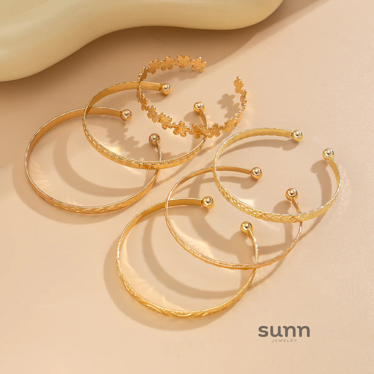 Raylee Layered Floral Heart Bracelets Set
