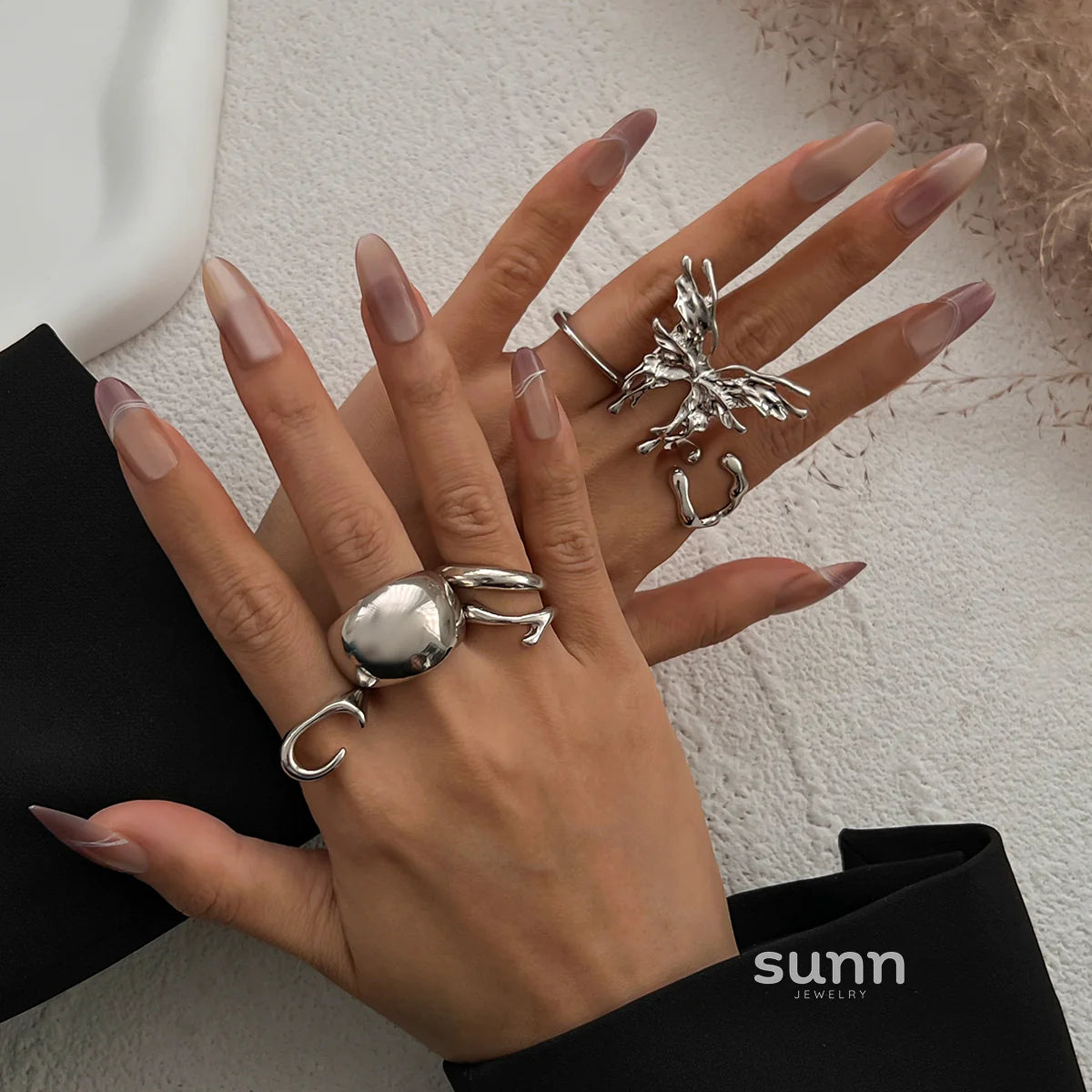 Raylene Irregular Butterfly Ring Set