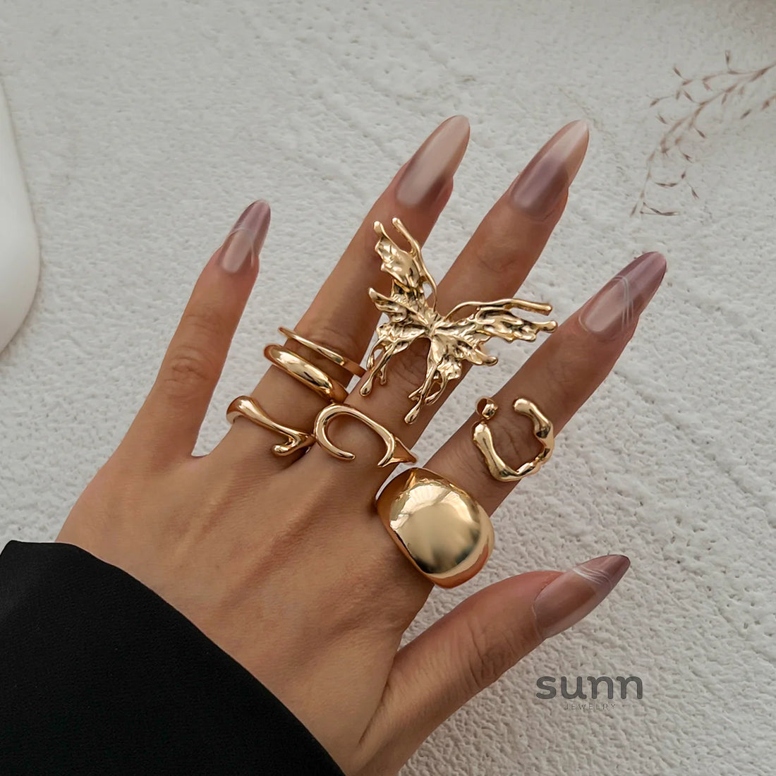 Raylene Irregular Butterfly Ring Set