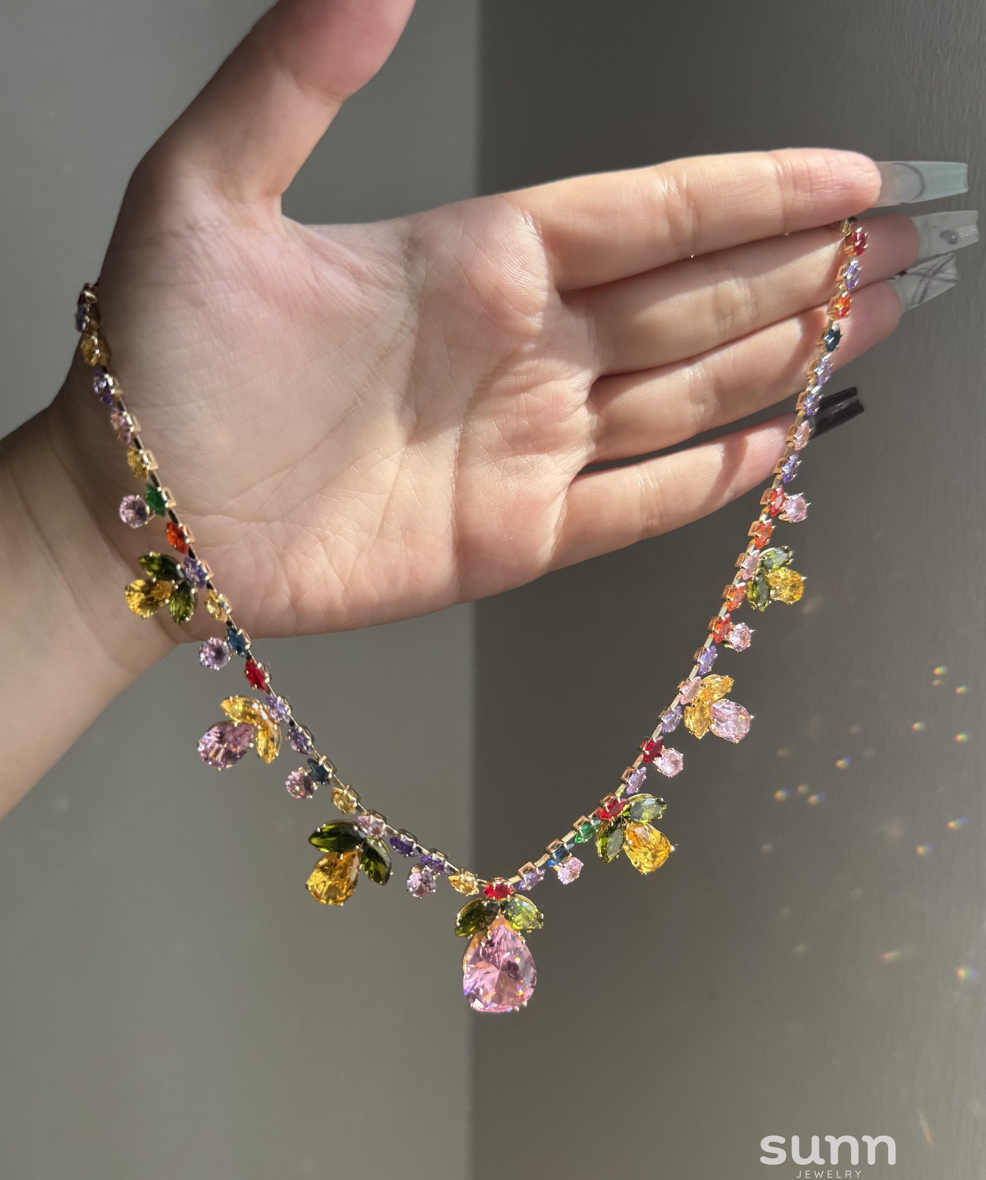 Reem Gilded Zircon Pendant Necklace [DMV9UK4U]
