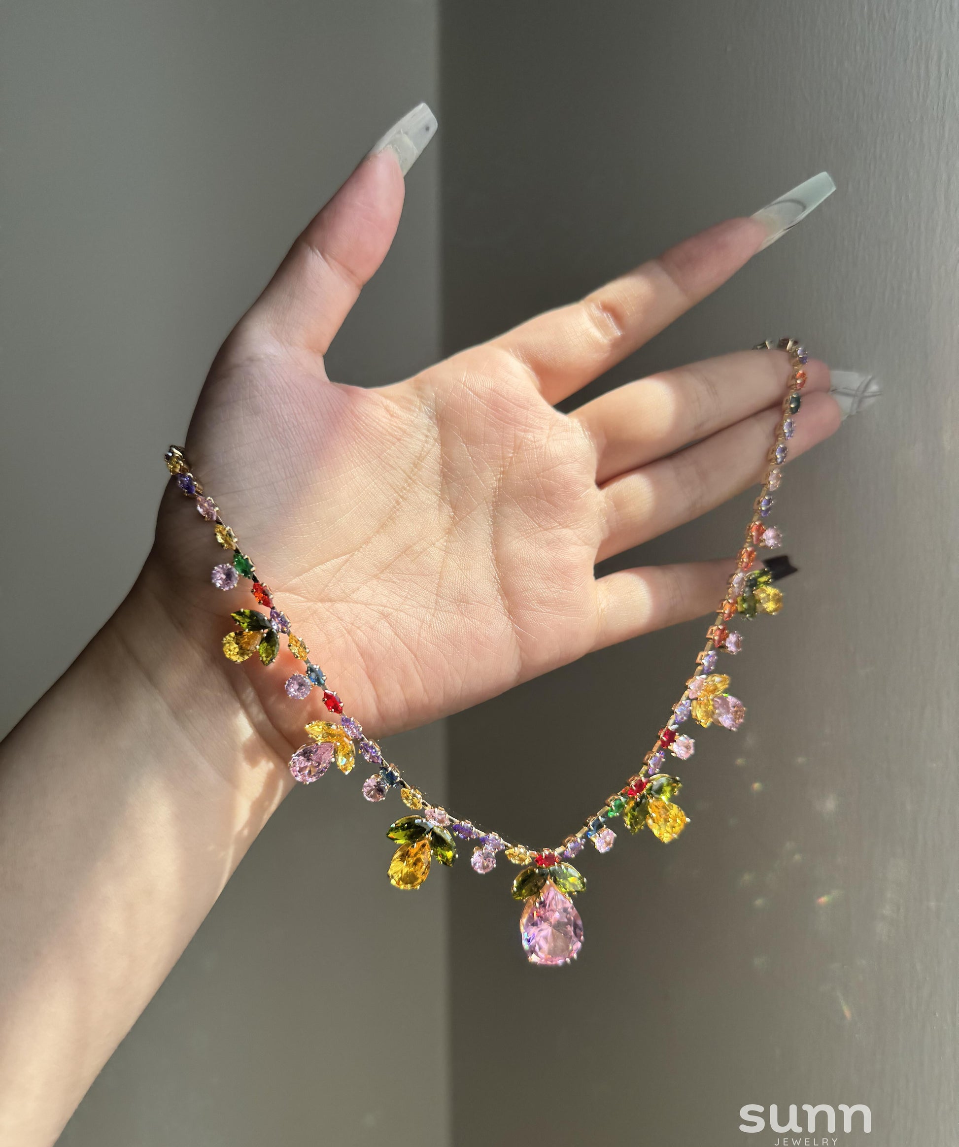 Reem Gilded Zircon Pendant Necklace [VO82CU0R]