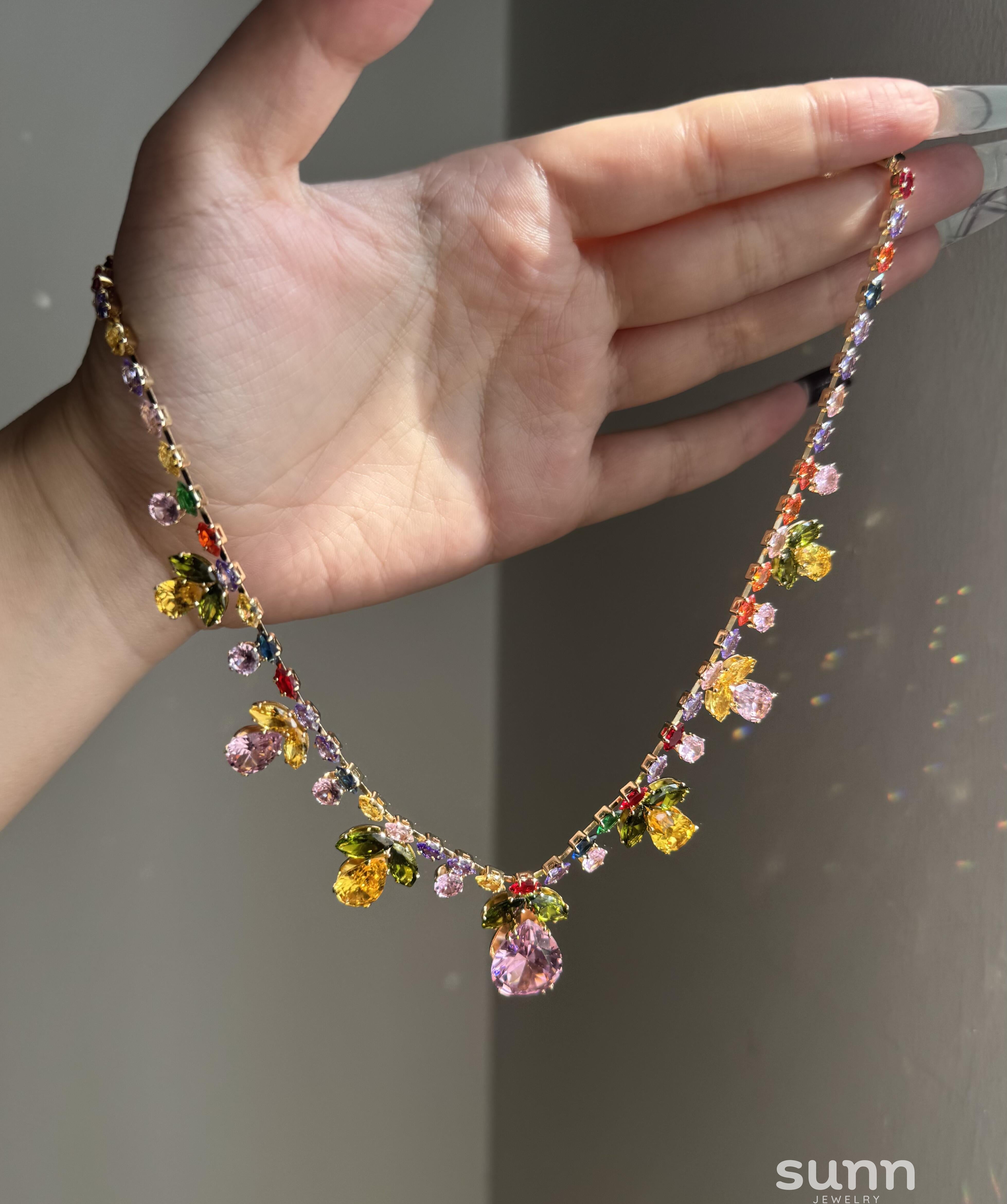 Reem Gilded Zircon Pendant Necklace [HTOUM8DL]