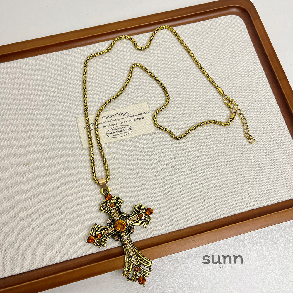 Reema Golden Cross Layered Necklace [0AMX4NBG]