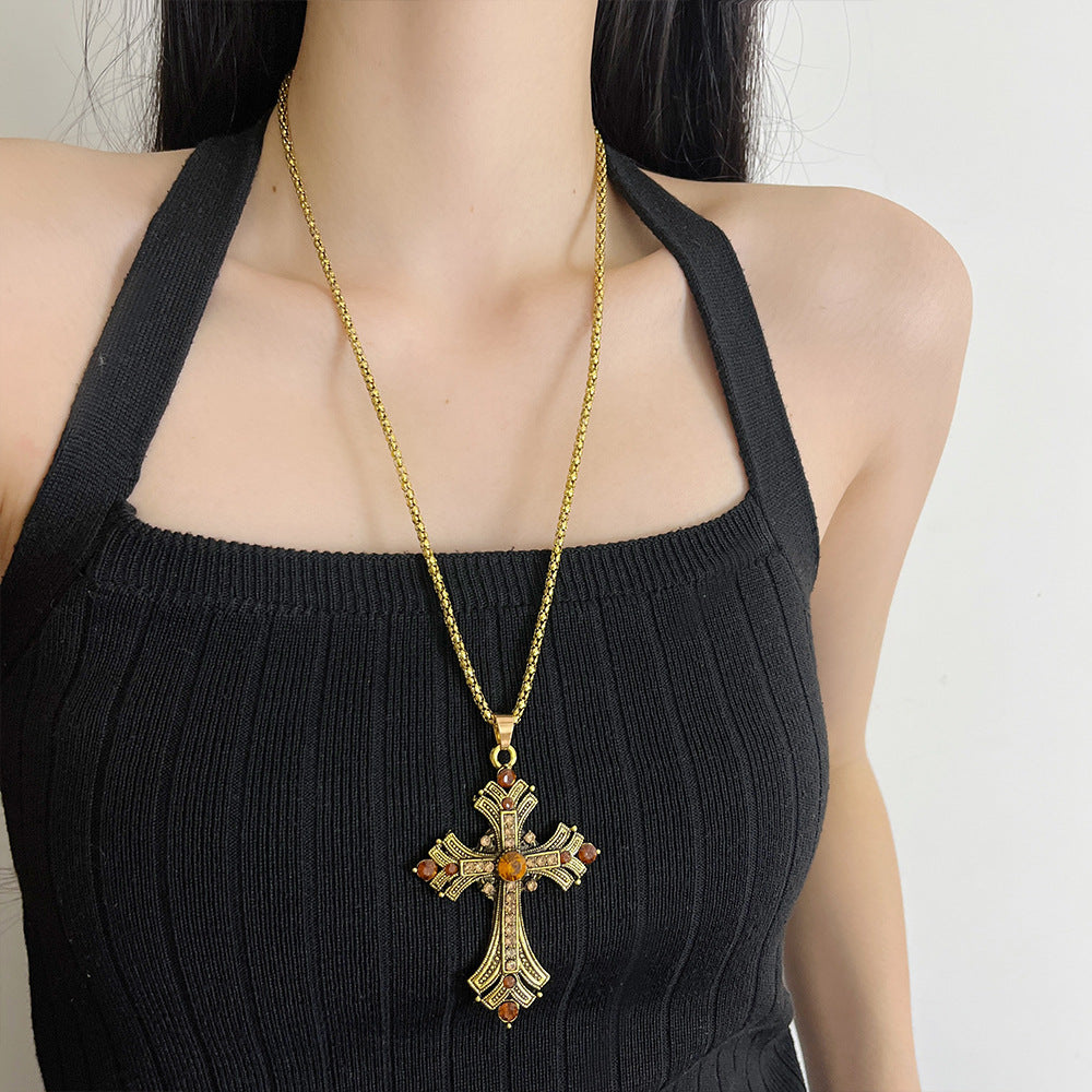 Reema Golden Cross Layered Necklace [OJ4JSHEA]
