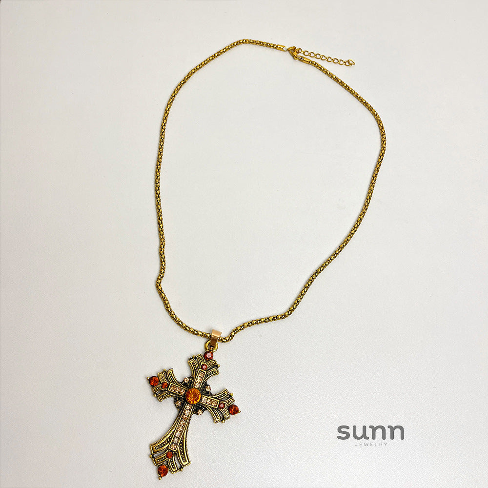 Reema Golden Cross Layered Necklace [DJ7X23E0]
