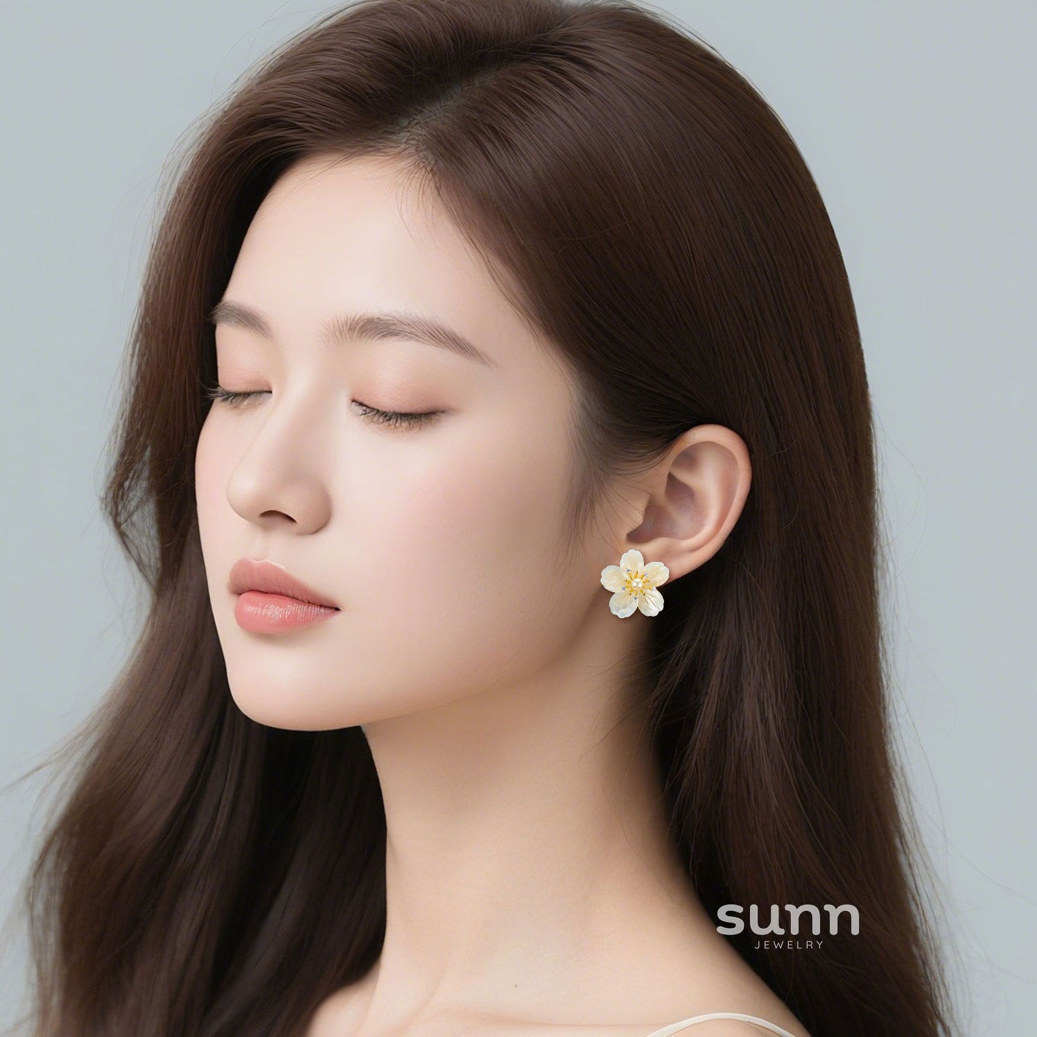 Reema Pearl Flower Stud Earrings [V0ACX68U]