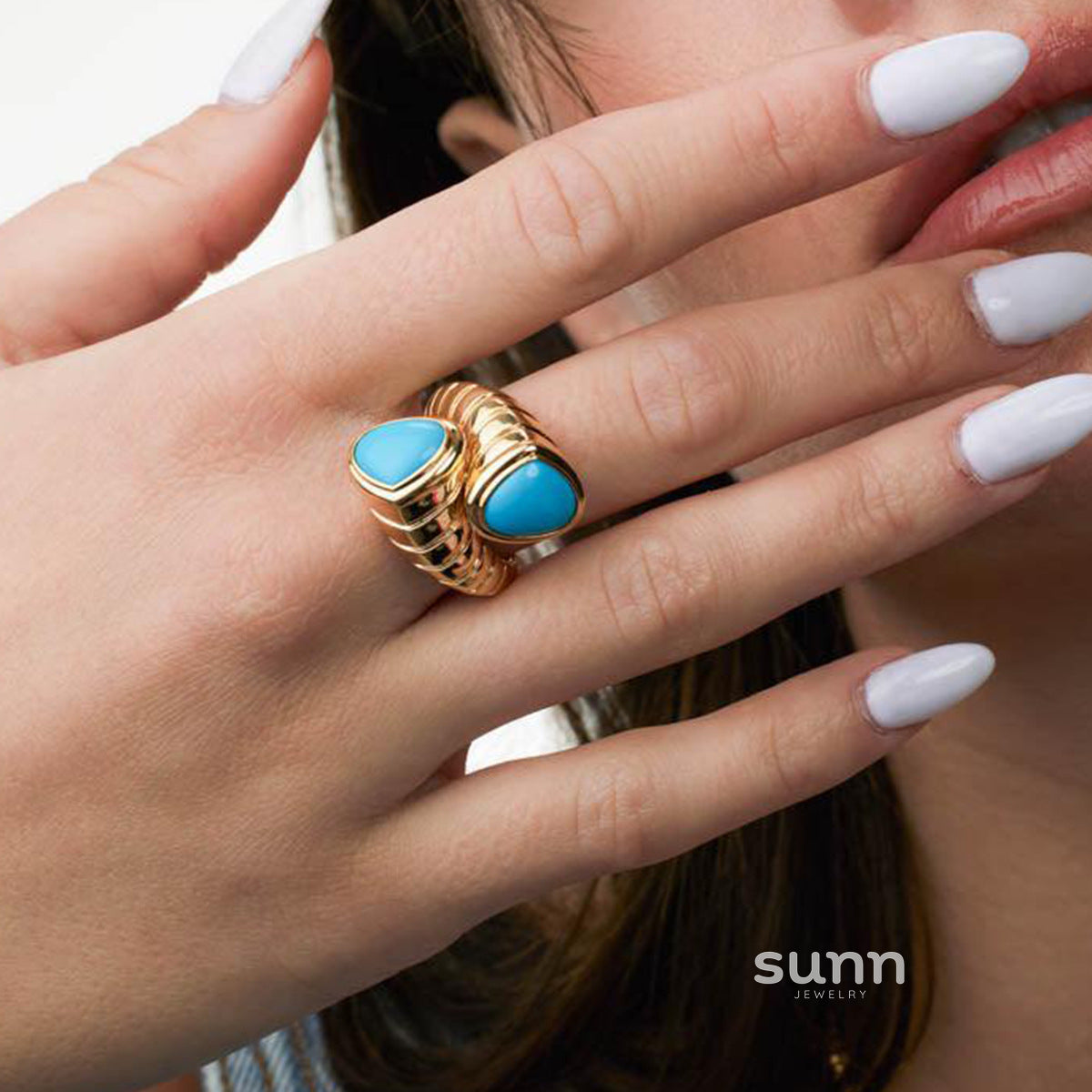 Reeva Blue Turquoise Ring [O7XDB8D1]