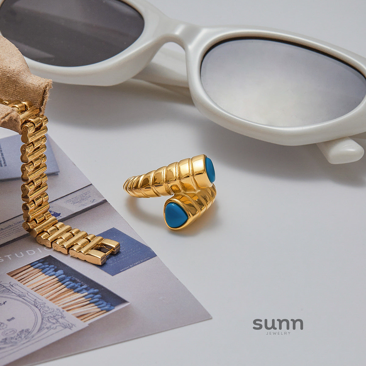 Reeva Blue Turquoise Ring [O9ICRSO7]