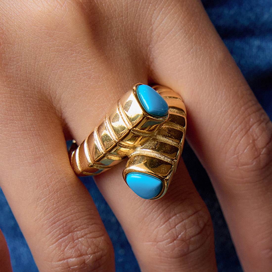 Reeva Blue Turquoise Ring [DW3NDLRO]