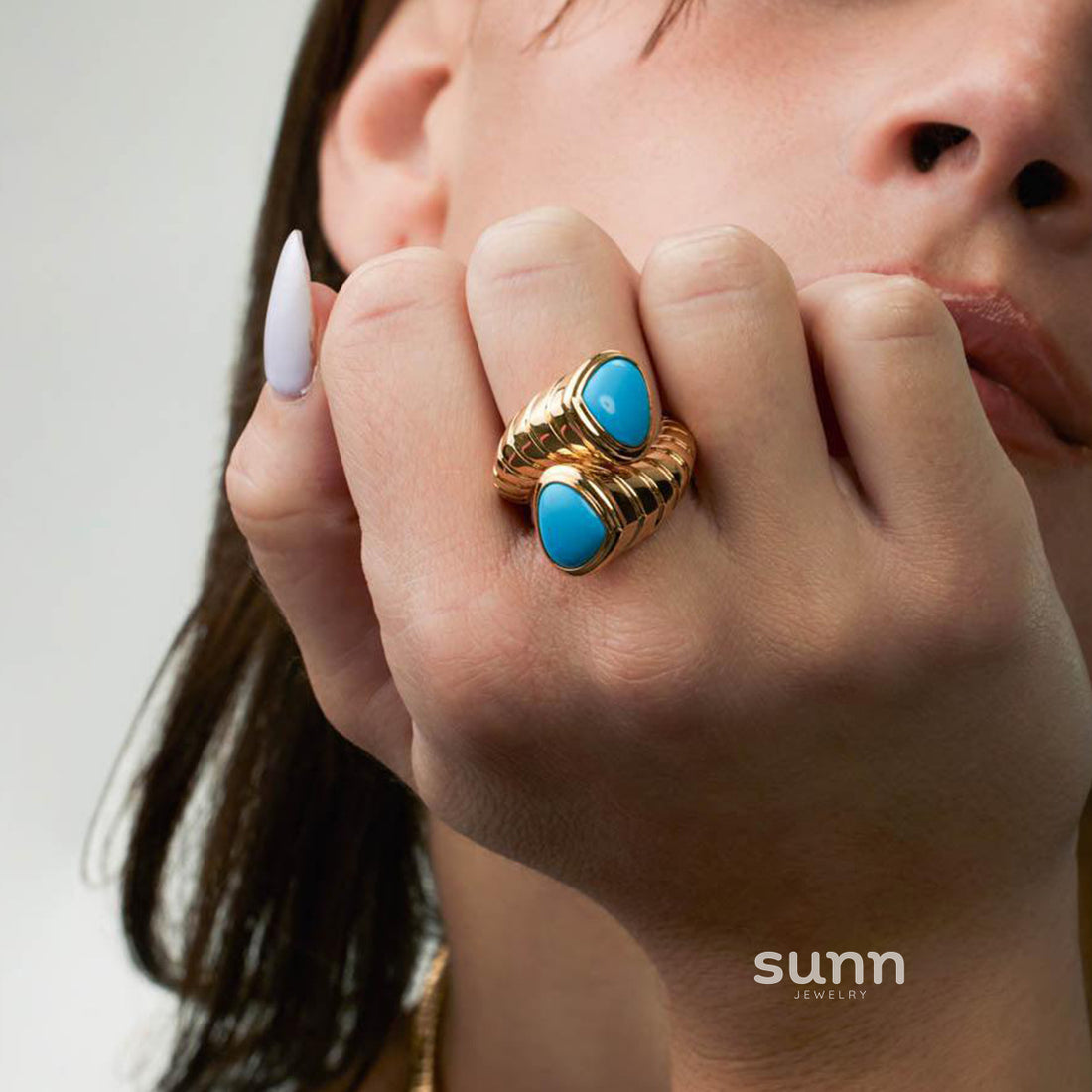 Reeva Blue Turquoise Ring [DW3NDLRO]