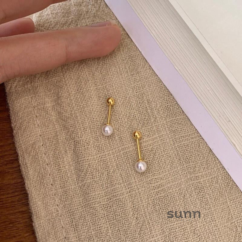 Regan Pearl Screw Stud Earrings