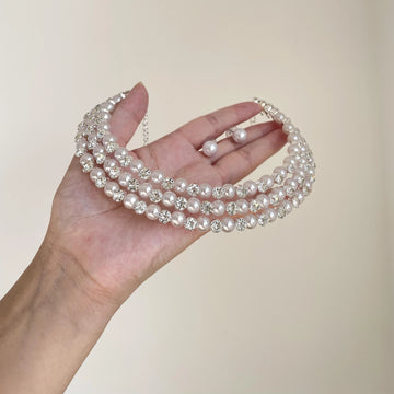 Rei Layered Pearl Rhinestone Choker