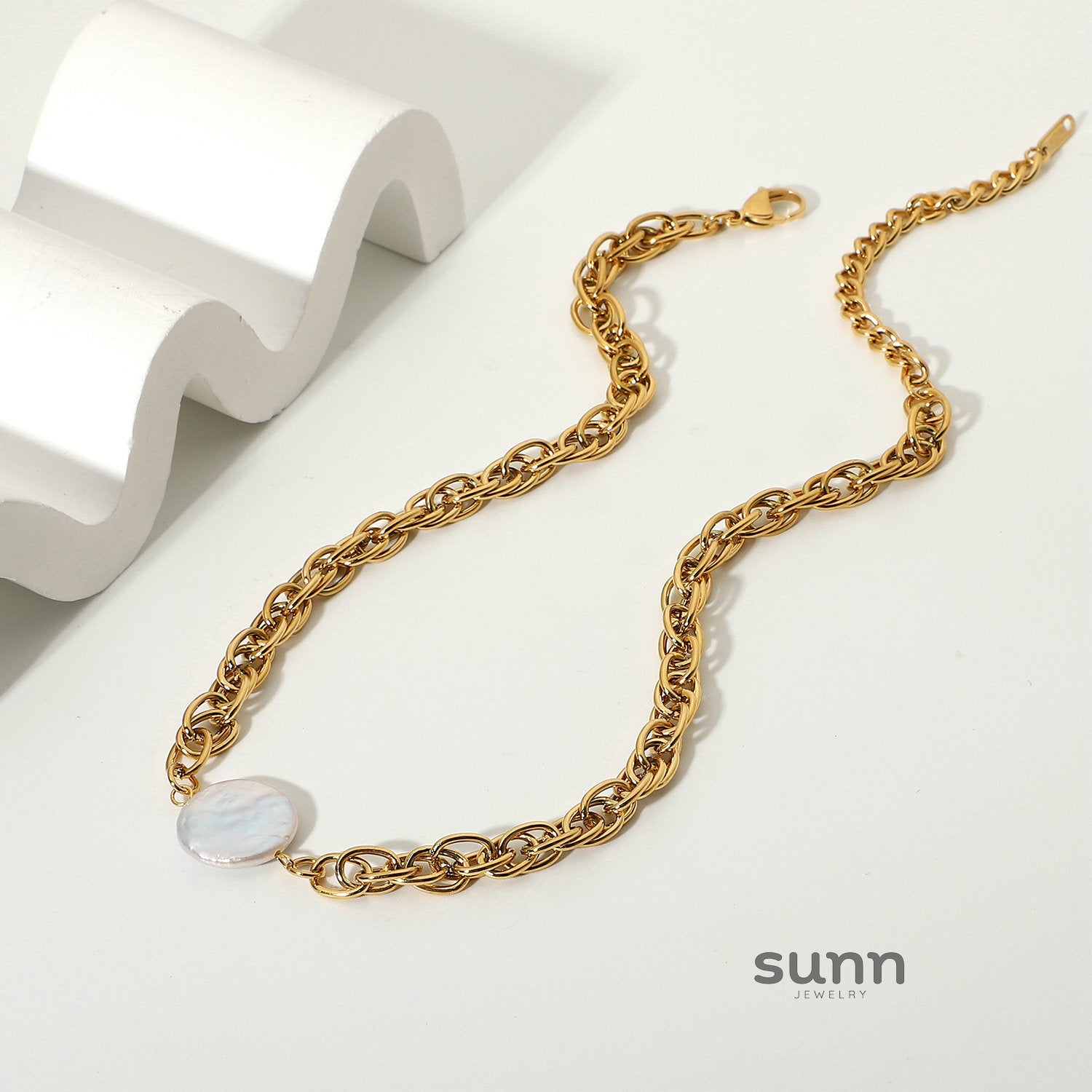 Reyna Layered Pearl Chain Necklace [OUXBWDZD]