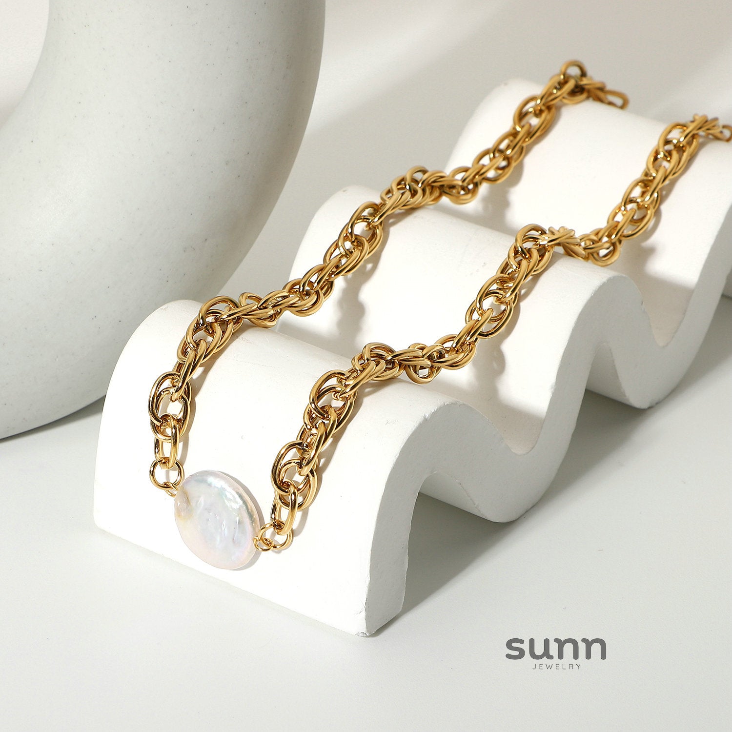 Reyna Layered Pearl Chain Necklace [XJJ4G55Q]