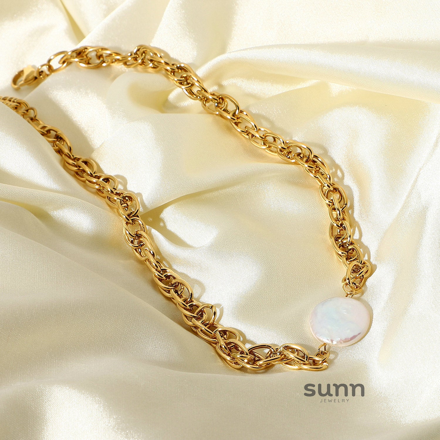 Reyna Layered Pearl Chain Necklace [0I0P9G32]