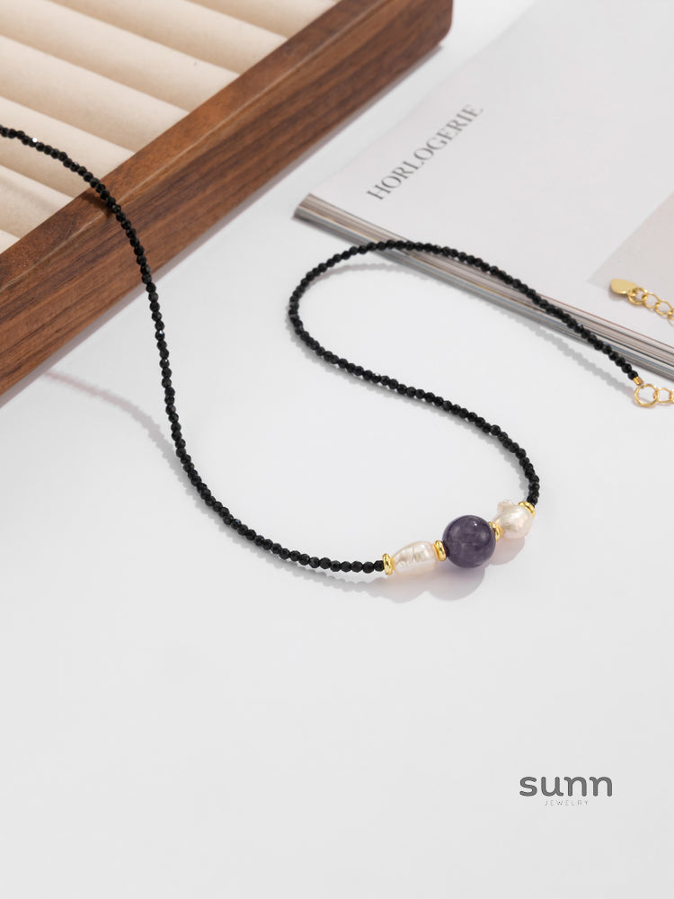 Rhian Baroque Pearl Amethyst Necklace [OI29K163]