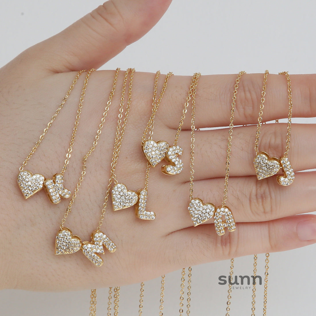 Riley Zircon Bubble Initial Necklace [07YV9R42]