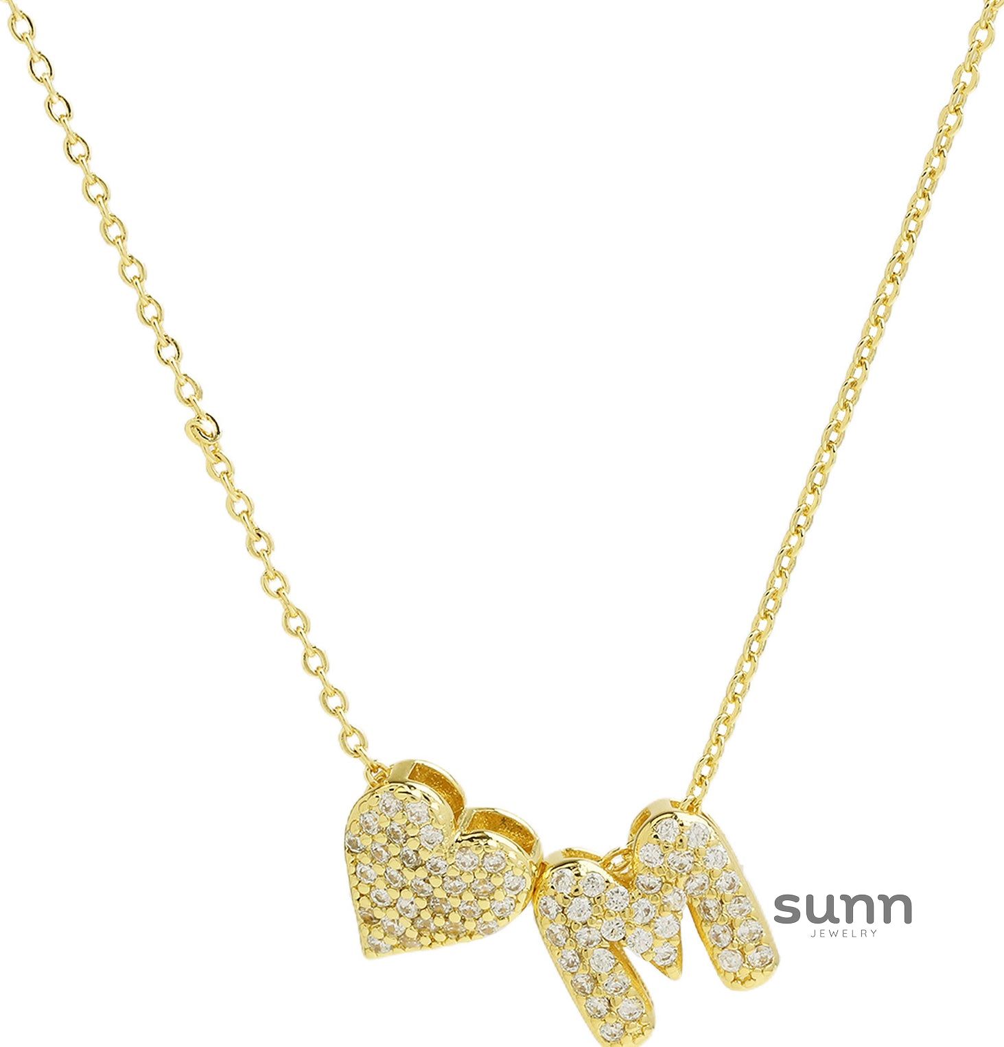 Riley Zircon Bubble Initial Necklace [XO7VP30Q]
