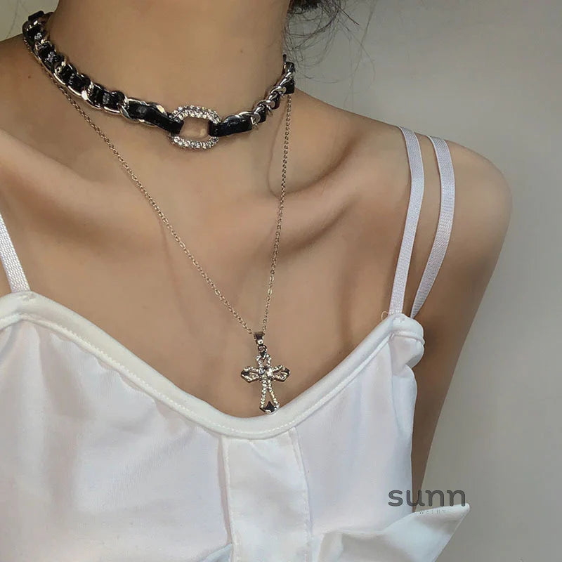 Rilynn Layered Braided Cross Necklace