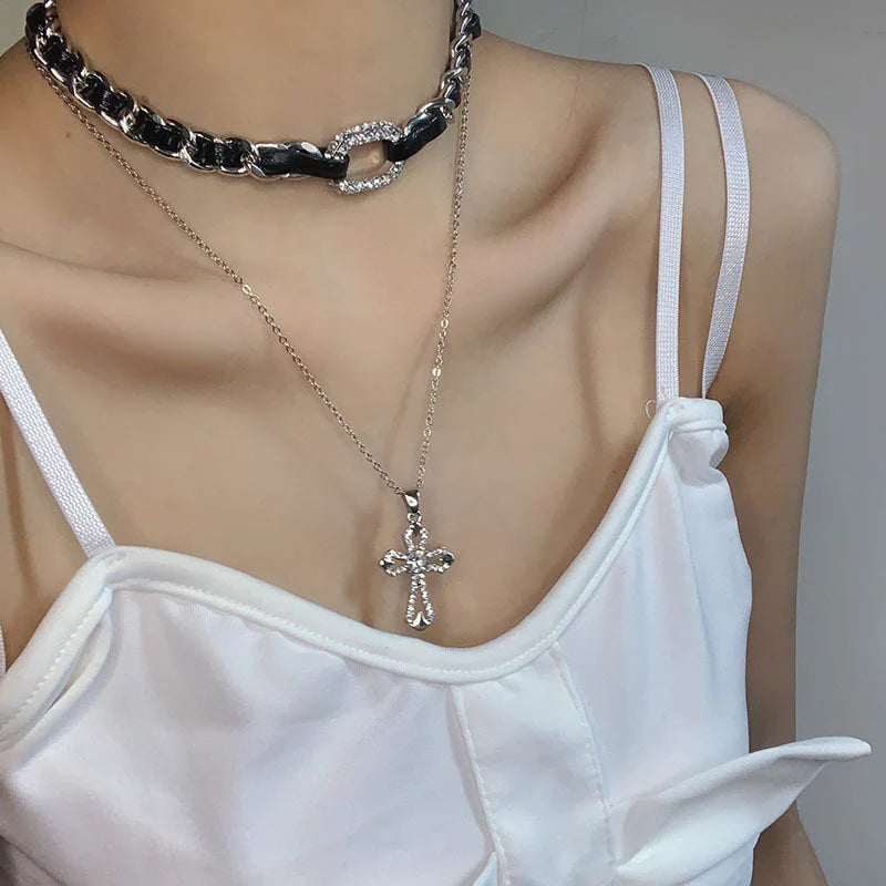 Rilynn Layered Braided Cross Necklace