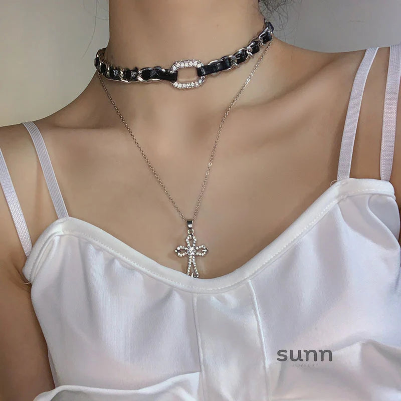 Rilynn Layered Braided Cross Necklace