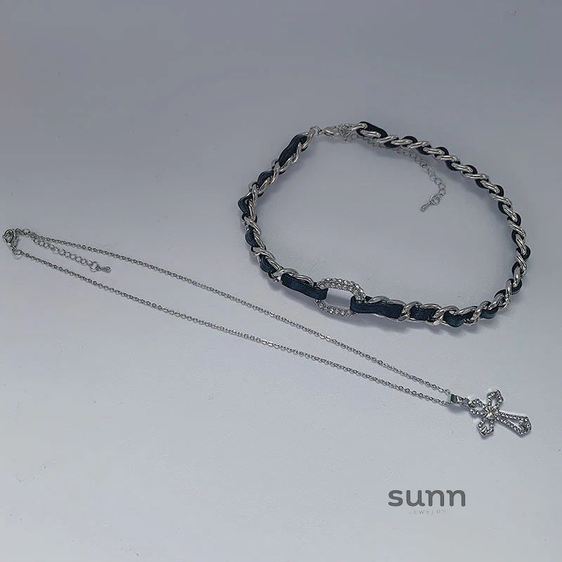 Rilynn Layered Braided Cross Necklace