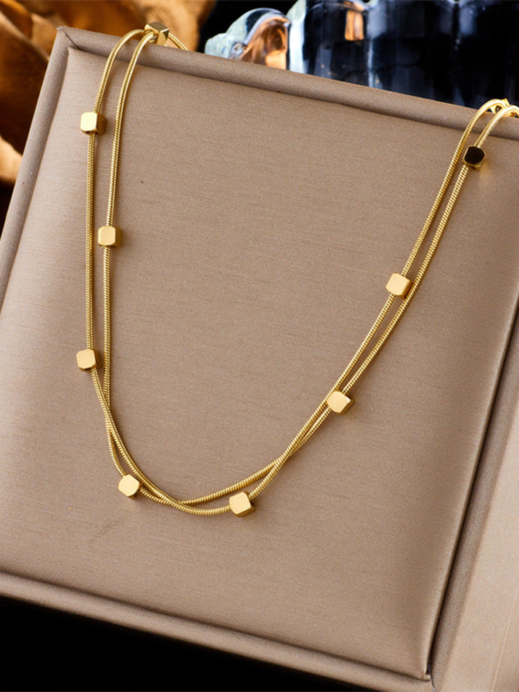 Rivkah Gold Layered Square Necklace [YHMG5VDM]
