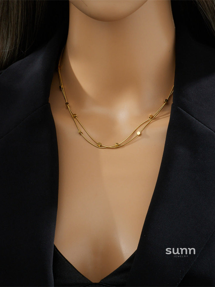 Rivkah Gold Layered Square Necklace [YHMG5VDM]